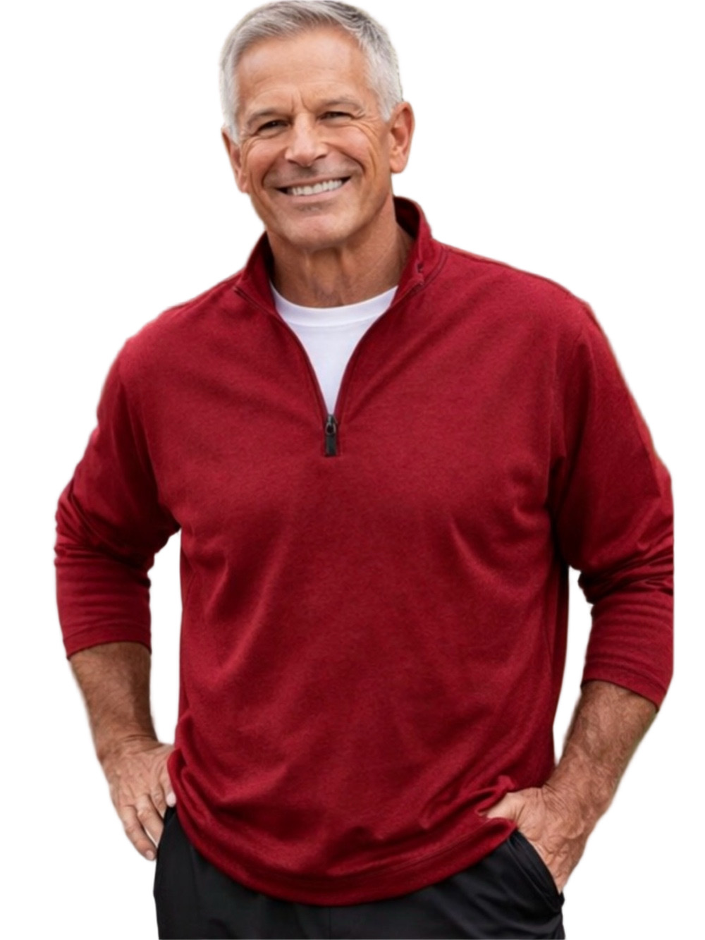 Grand Slam Men's Red Zip-Up Pullover Sweater